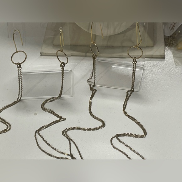 Gold tone circle drop multi chain dangle ear-wires DESIGNED BY LAWANNA MOLSBEE - Picture 6 of 6